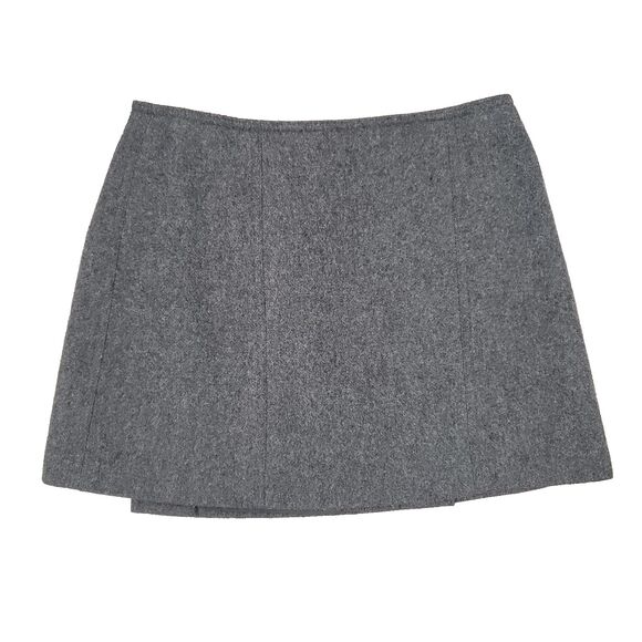 Vintage Y2K Express Wool Blend Wrap Mini Skirt Gray Preppy Academia 3 / 4 - Picture 3 of 11